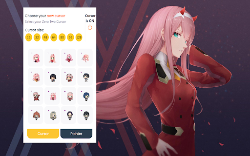Zero Two Cursor :: Zero Two cursor for chrome. Choose your favorite custom Zero Two cursor with this extension. Created for Zero Two fans.
