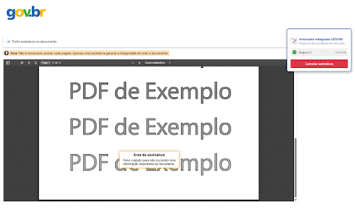 Assinador Gov.br - Integração :: Permite assinar PDFs via Assinador Gov.br a partir de qualquer página. Carrega os arquivos e devolve os assinados.