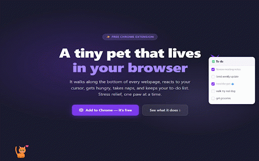 Browser Pet :: A virtual pet companion that lives in your browser, walking along the edges of the page and reacting to you.