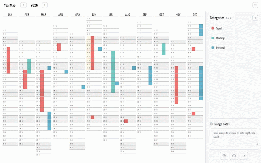 YearMap :: Interactive year-at-a-glance calendar for visual time planning