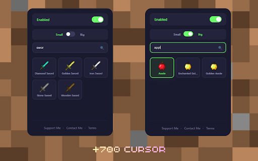 Minecraft Cursor :: Change your browser cursor to Minecraft-themed icons.