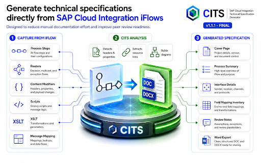 SAP CITS - Cloud Integration Technical Specification :: Generates professional DOC and DOCX specifications from SAP Cloud Integration iFlows.