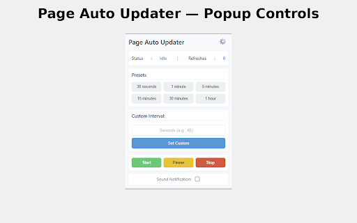 Page Auto Updater :: Automatically refreshes pages at specified intervals with advanced controls and customization.