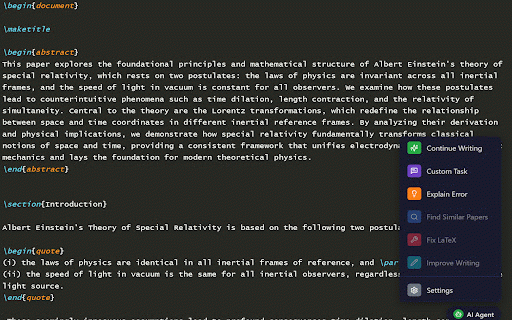 AI Agent for Overleaf :: AI-powered assistant for Overleaf LaTeX editor