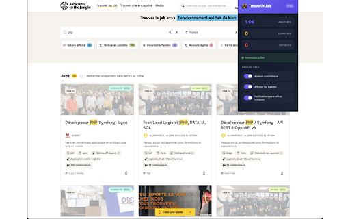 TrouverUnJob :: Détectez les arnaques et analysez les offres d'emploi sur Indeed, LinkedIn, HelloWork et WTTJ.
