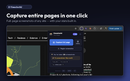 ViewshotAI :: AI-powered full-page screenshots — capture, annotate, analyse with Claude AI, crop, highlight and share with one click
