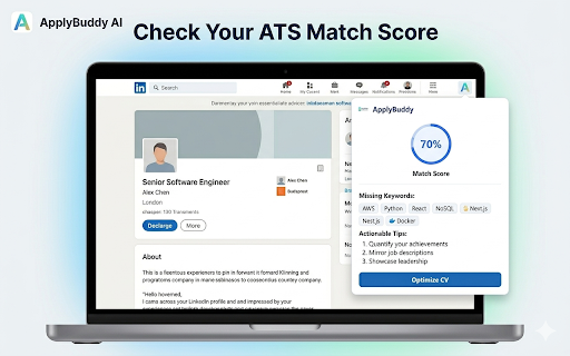 ApplyBuddy: AI Job Analyzer & LinkedIn Assistant :: Boost your job hunt with AI. Analyze job descriptions for keywords, draft LinkedIn networking messages, and prep for interviews.