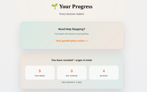 Gambling Site Blocker :: Privacy-first gambling site blocker. Works offline. Get help and resources at gamblingfree.online.