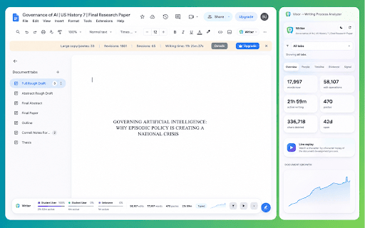 Visor — Who Wrote What: Google Docs History :: Free and unlimited. See who wrote what in any Google Doc: contributions, replay, paste detection, and recovered deleted text.