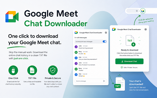 Google Meet Chat Downloader :: Google Meet Chat Downloader
Save your Google Meet chat history with just one click.
Google Meet Chat Downloader makes it easy to…