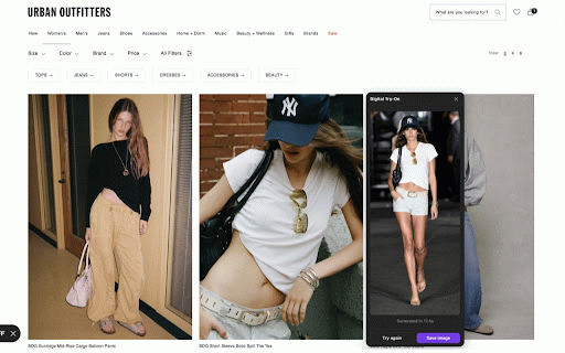 Digital Try-On :: Add to cart or hover any clothing photo, and see it on you with AI.