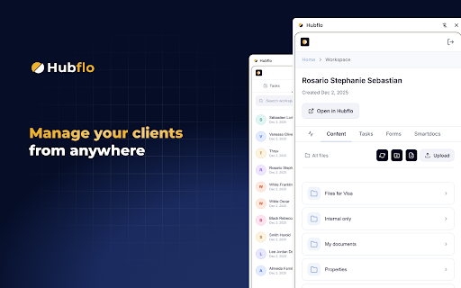 Hubflo :: Access your Hubflo data from anywhere with a convenient sidebar