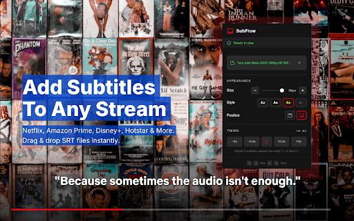 SubFlow - Streaming Subtitles :: Add custom SRT subtitles to any streaming video with perfect synchronization