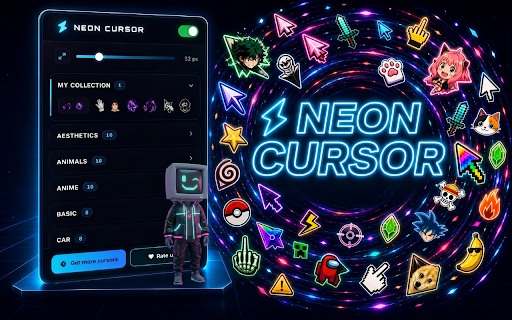 Neon Cursor - Custom Cursor for Chrome™ :: Custom cursor for Chrome — thousands of glowing animated cursors from neoncursor on every site. Size control & live updates.