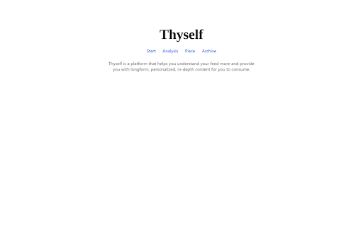 Thyself :: Privacy-first feed profile builder. Analyzes viewing patterns locally to generate personalized recommendations.