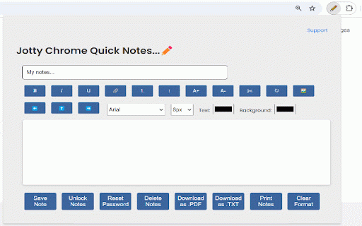 Jotty :: A simple password protected note-taking extension right in your Chrome browser.