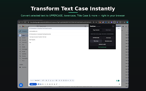 TextCaseConverter :: A simple extension to convert text case. Transform selected text - uppercase, lowercase, title case and more