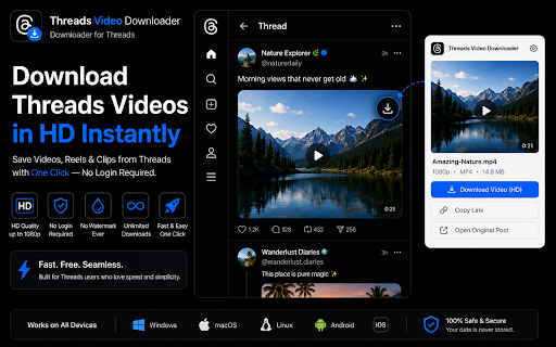 Threads Video Downloader :: Download videos from Threads.net in HD quality with one click.