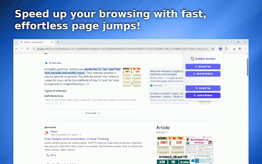 Sudden Scroller :: This is a Sudden Scrolling Extension for quickly scroll your web page.