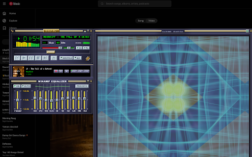 NeoAmp — Music Player & Visualizer :: A Winamp-style player with a real EQ + WMP/MilkDrop music visualizations, overlaid on YouTube Music and Spotify.