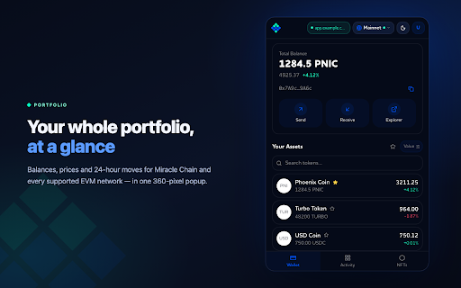 Miracle Wallet :: Your gateway to the Miracle Chain — store, send, and receive PNIC and ERC-20 tokens.