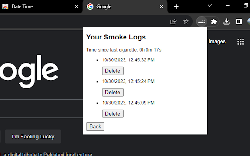 CigaretteLogger :: Logs each cigarette smoked and shows time since last one.