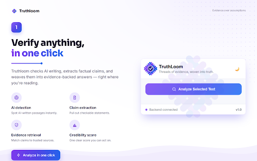 TruthLoom - AI Claim Verifier :: Detect AI-generated content and verify factual claims using trusted evidence.