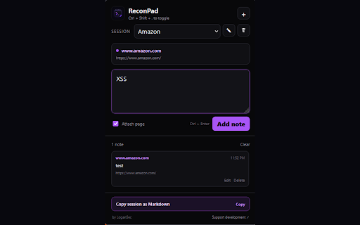 ReconPad :: Frictionless bug bounty notes without leaving your browser.