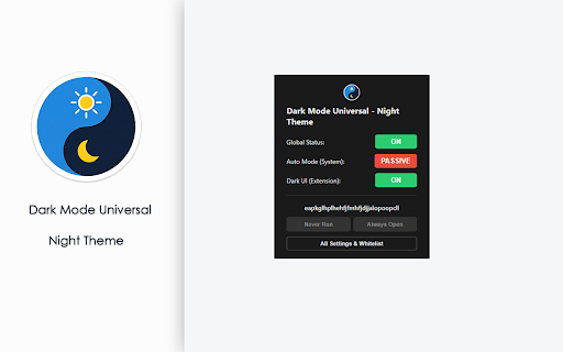Dark Mode Universal - Night Theme :: Protect your eyes and browse comfortably. Apply a beautiful, customizable dark theme to all websites with a single click.