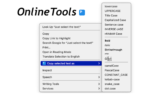Quick Text Case Converter :: Convert text to lowercase, UPPERCASE, Title Case, Sentence case, bold, strikethrough and more directly from the context menu.