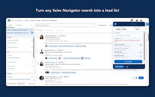 fetcho.io :: Turn any LinkedIn Sales Navigator search into a lead list, enriched with verified work emails and phone numbers.