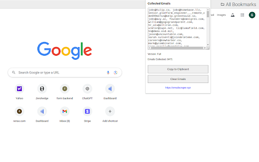 EmailScraper :: Collects all email addresses on the web pages you visit.