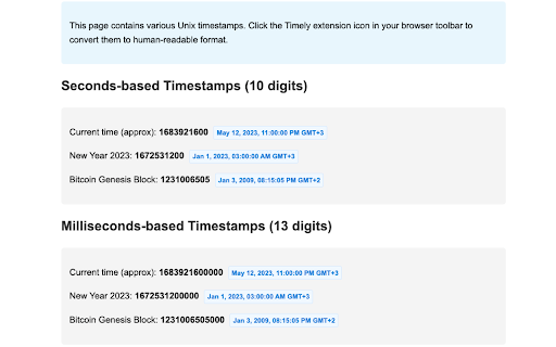 Timely - Epoch Converter / Unix Timestamps :: Converts Unix timestamps to human-readable times