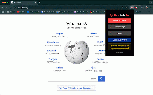 Dark Mode Red :: Night vision friendly red overlay for your screen. Perfect for military ops, stargazing, and night browsing.