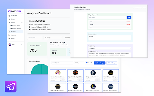 PostLeads :: AI-powered real-time Facebook™ groups post monitoring & commenting
