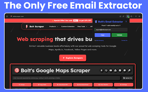 Bolt's Email Extractor: Extract & Validate Emails From Websites :: Extract emails from any website and validate them in real-time.
