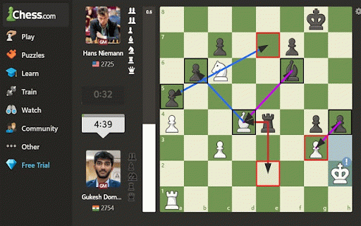 Knight Vision for Chess.com and Lichess :: chess.com and Lichess overlay for checks/captures with per-side toggles. Includes a hidable UI panel (Show/Hide UI).