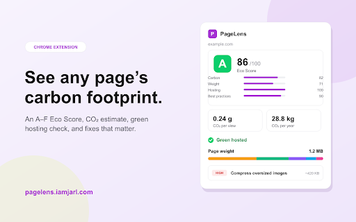 PageLens :: Chrome extension that estimates the carbon footprint of the current page.