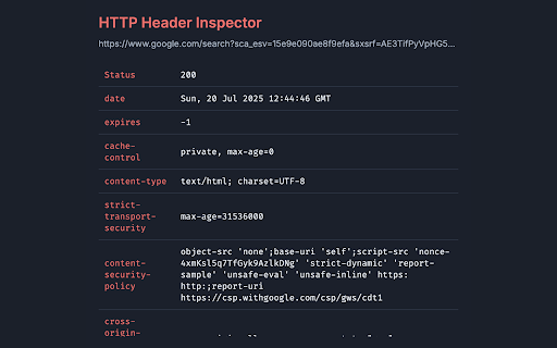 HTTP Header Inspector - Response Headers & Status Checker :: View HTTP response headers, status codes, and server info without DevTools. Debug API responses, CORS issues, and server configs.