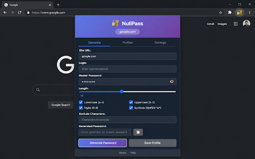 NullPass :: Stateless password manager extension for NullPass