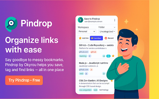 Pindrop - AI Link Manager :: Save and organize links with AI-powered categorization