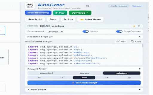 AutoGator :: AutoGator — AI-powered Selenium Java test recorder with smart XPath engine