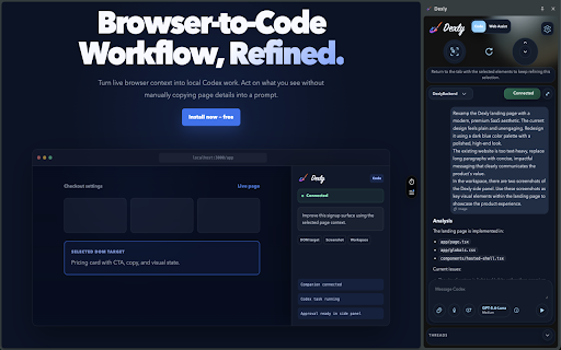 Dexly :: Capture browser context and send tasks to your local Codex workspace.
