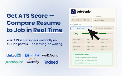 Job Genie - Job Application Tracker and ATS Resume Checker :: Job Application Tracker and ATS Resume Checker — auto-extract job details to Google Sheets and score your resume instantly