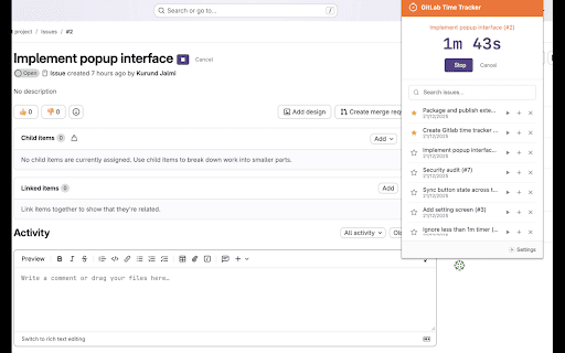 GitLab Time Tracker :: An easy and convenient way to log time spent on GitLab issues.