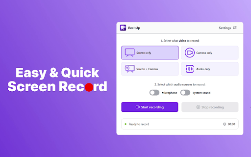 RecItUp - Smart Screen Recorder with Audio & Camera :: Record screen, audio, or face in seconds. RecItUp is built for quick tutorials, work tasks, and content creation.