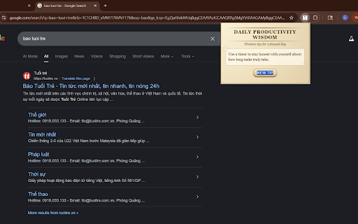 Daily Productivity Wisdom :: Show a vintage-style popup with timeless productivity tips every day.