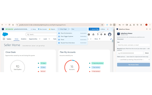 Salesforce Nexus :: Salesforce Nexus: check user access, search Setup, and navigate your org faster — admin & developer productivity in one toolbar.