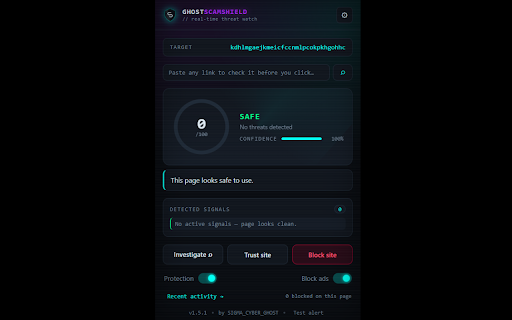 Ghost ScamShield — Phishing & Scam Protection :: Real-time phishing & scam protection, ad blocking, and optional AI analysis (Groq) — local-first, privacy-respecting.