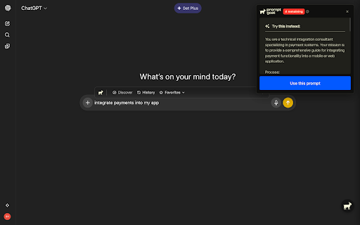 PromptGoat :: PromptGoat automatically transforms every AI prompt into expert-level instructions. Works with ChatGPT, Claude & Gemini.